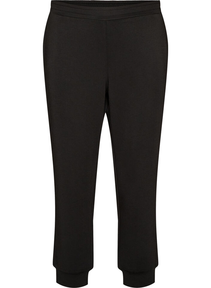 Pantalon en jersey taille haute avec poches, Noir, Packshot image number 0