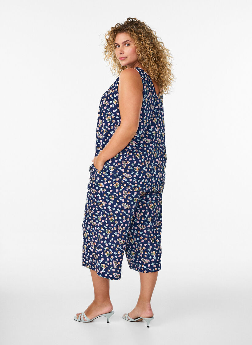 Pantalon ample avec imprim&eacute;, Bleu Clair, Model image number 1