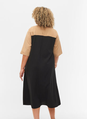 Chemise de nuit en viscose et à carreaux de couleur, Black Comb, Model image number 1