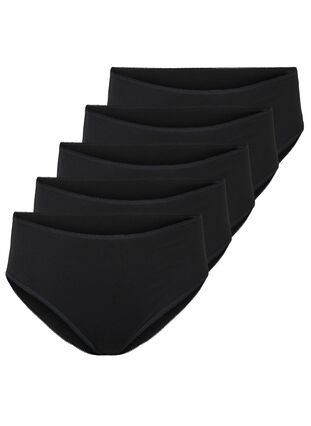 5-pack culottes en coton avec taille normale, Black, Packshot image number 0