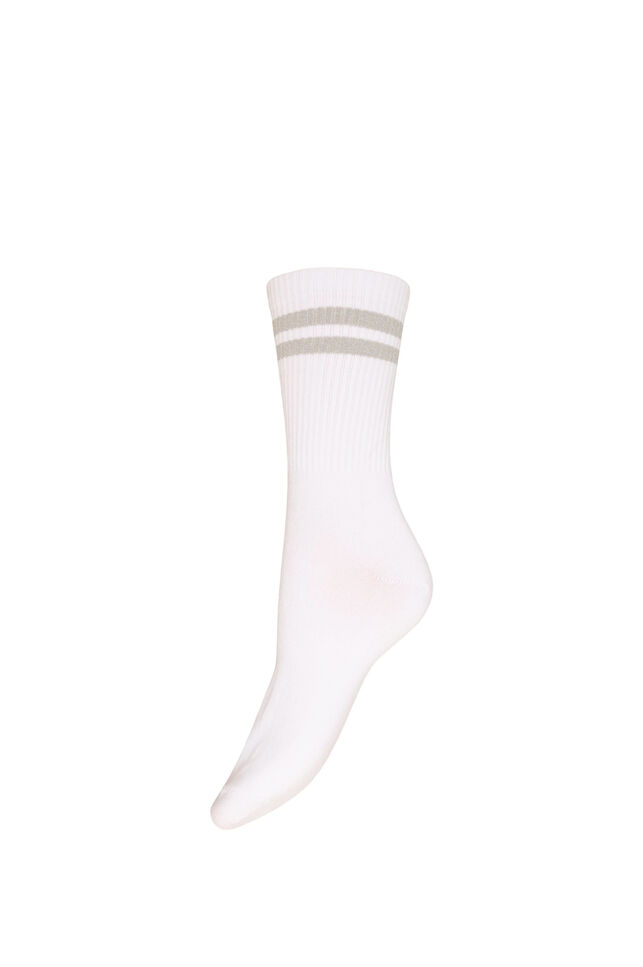 Chaussettes ray&eacute;es en coton, Blanc, Packshot image number 0