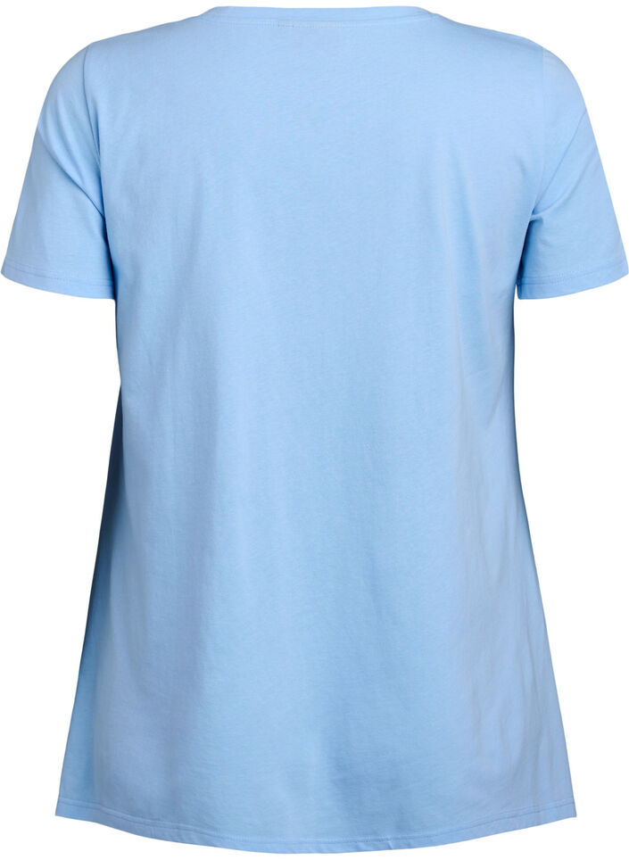 T-shirt &agrave; col rond et coupe &eacute;vas&eacute;e, Bleu, Packshot image number 1