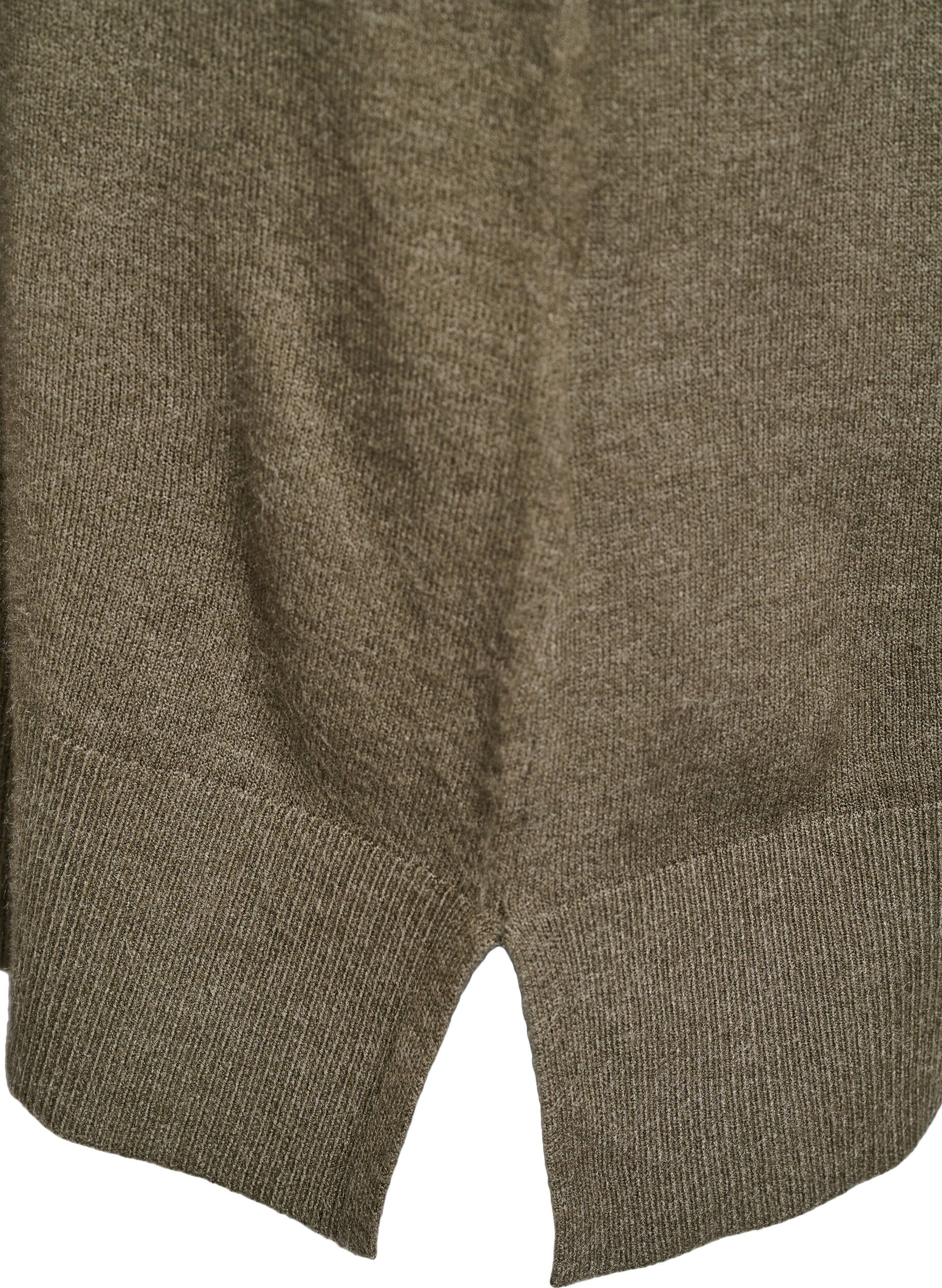 Zizzi Robe courte en maille &agrave; manches raglan et couture centrale, Vert Kaki, Packshot image number 3