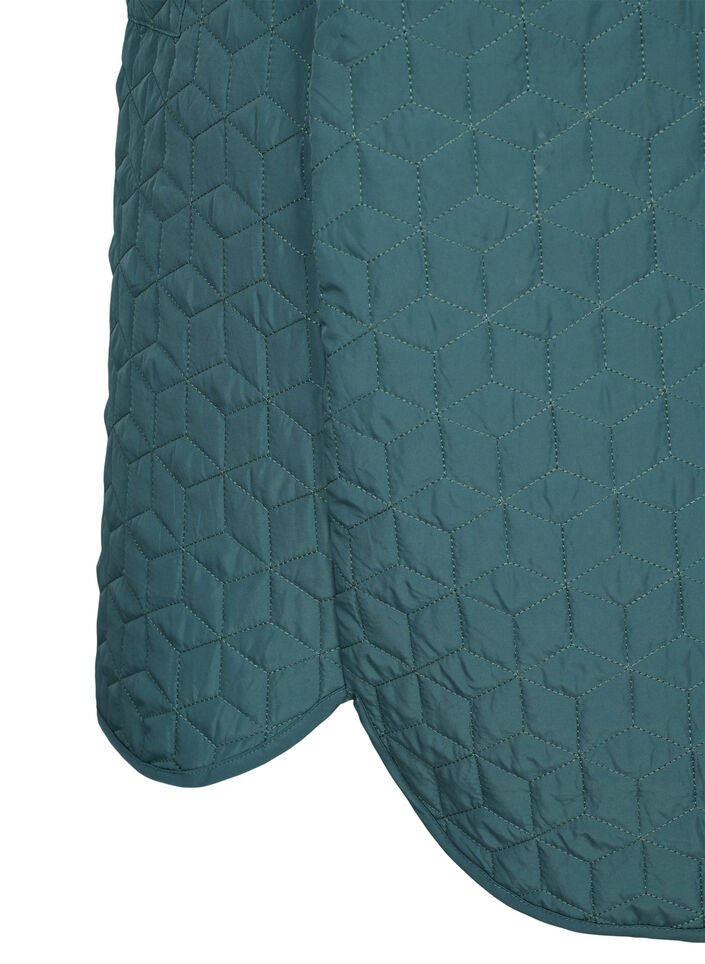 Gilet long matelassé avec col et volants, Sagebrush Green, Packshot image number 3