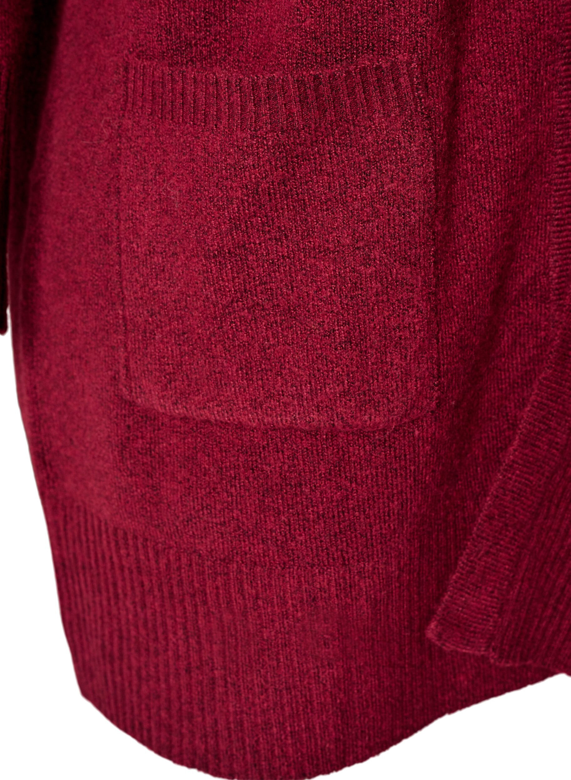 ZizziCardigan en tricot c&ocirc;tel&eacute; avec poches, Bordeaux, Packshot image number 3