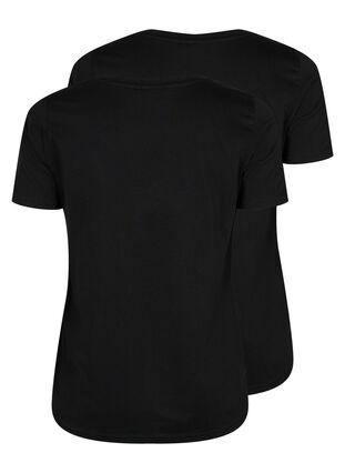 T-shirt 2-pack avec encolure en V, Black / Black, Packshot image number 1