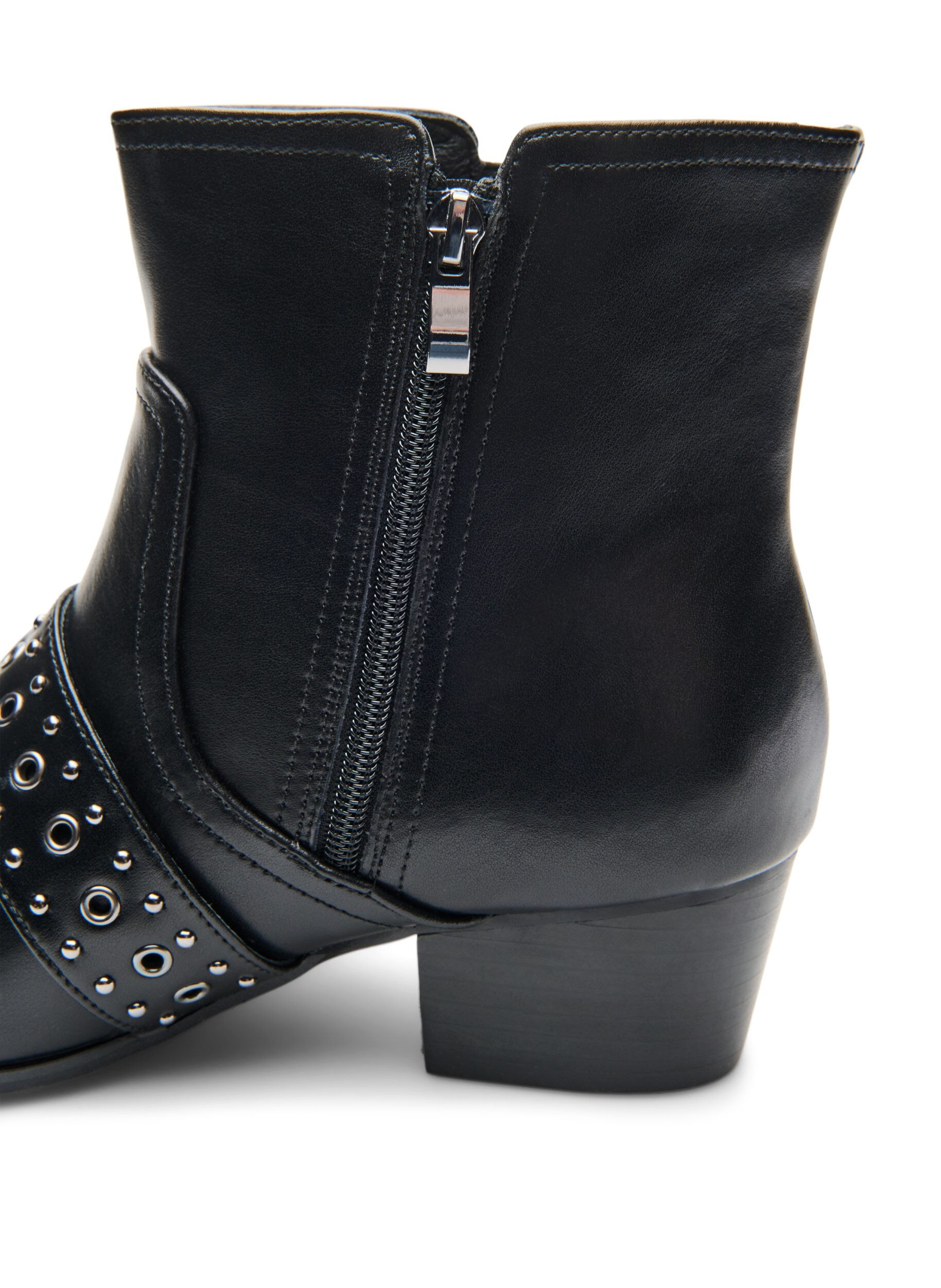 ZizziBottine en cuir avec bride et clous, Noir, Packshot image number 4