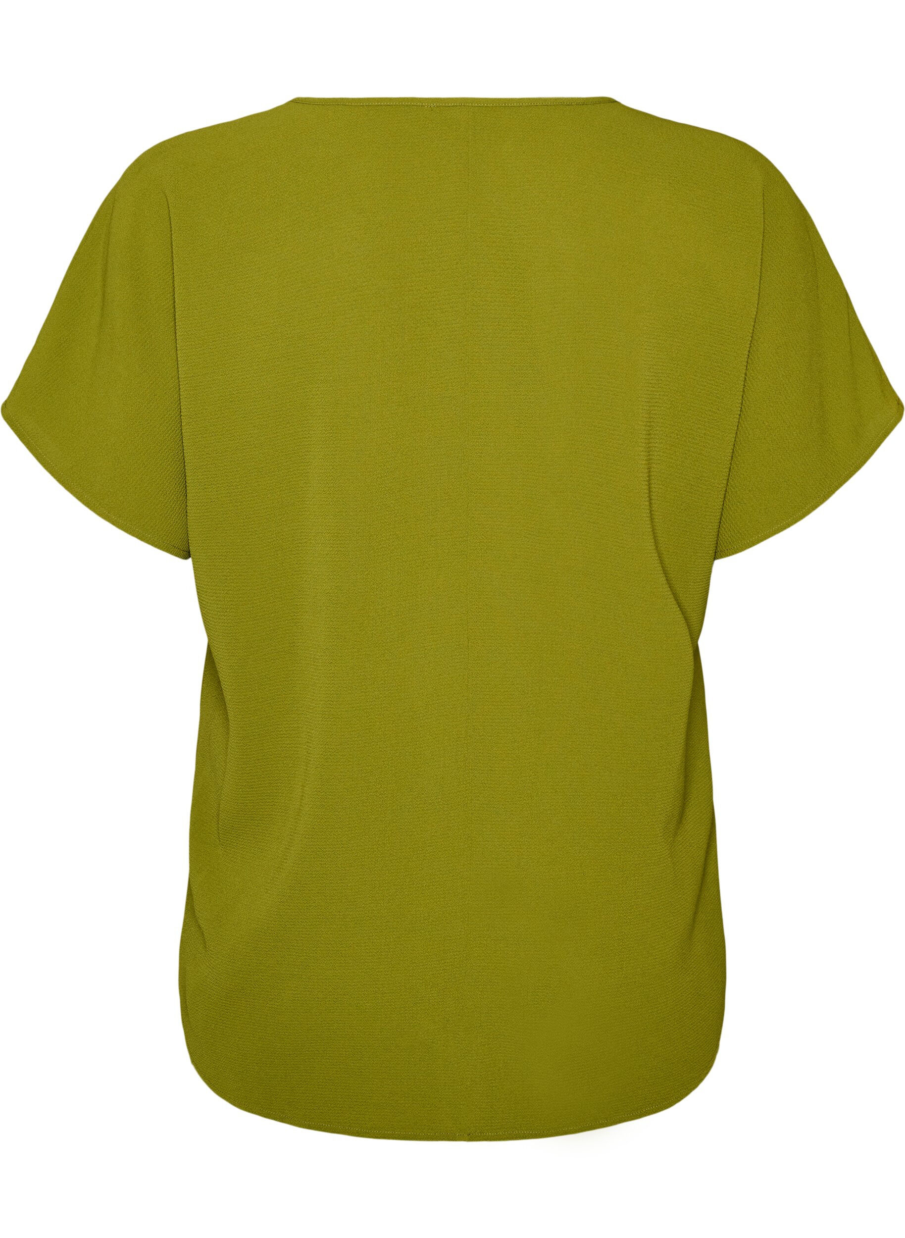 ZizziBlouse with short sleeves and a round neckline, Vert, Packshot image number 1