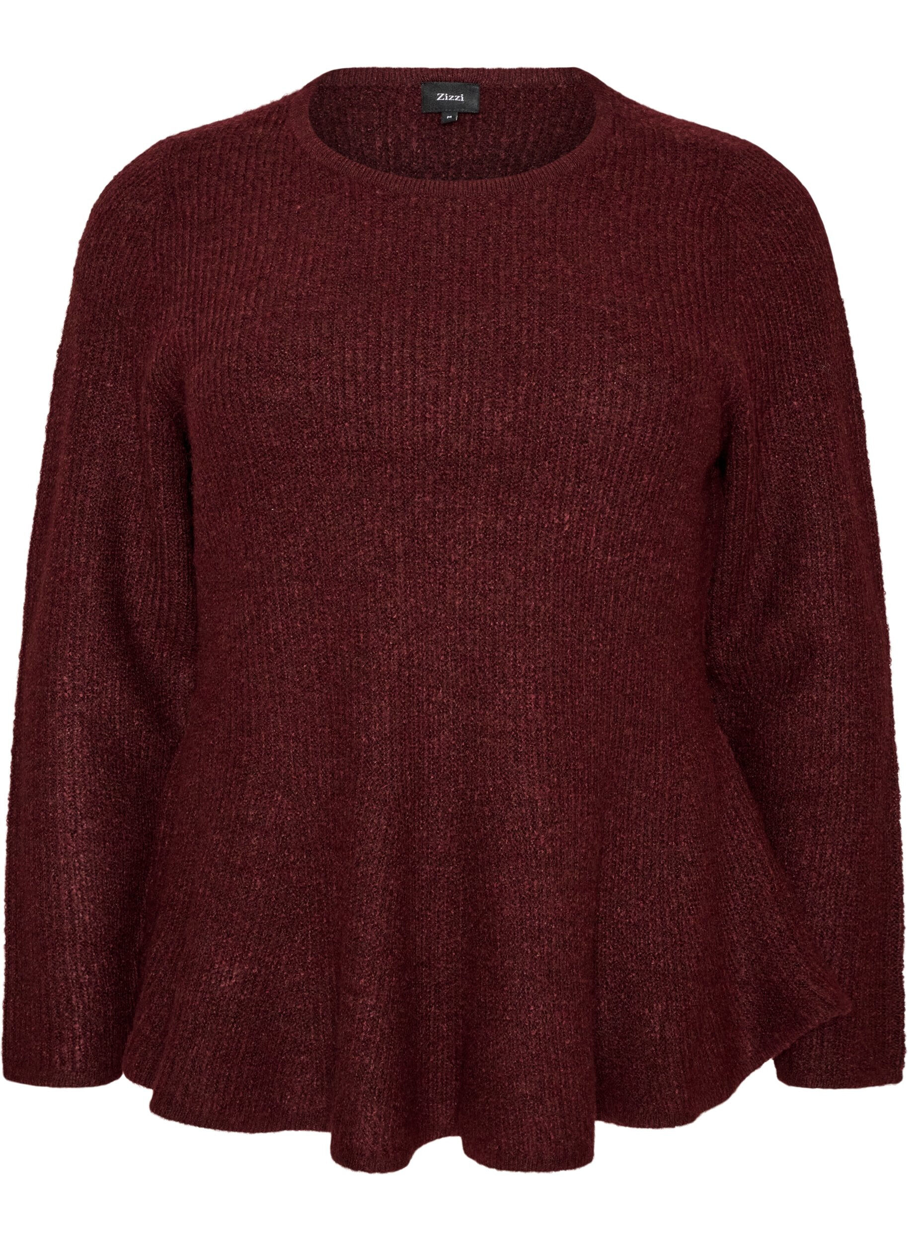 ZizziBlouse en maille &agrave; coupe &eacute;vas&eacute;e, Bordeaux, Packshot image number 0