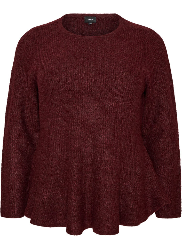 Blouse en maille &agrave; coupe &eacute;vas&eacute;e, Bordeaux, Packshot image number 0