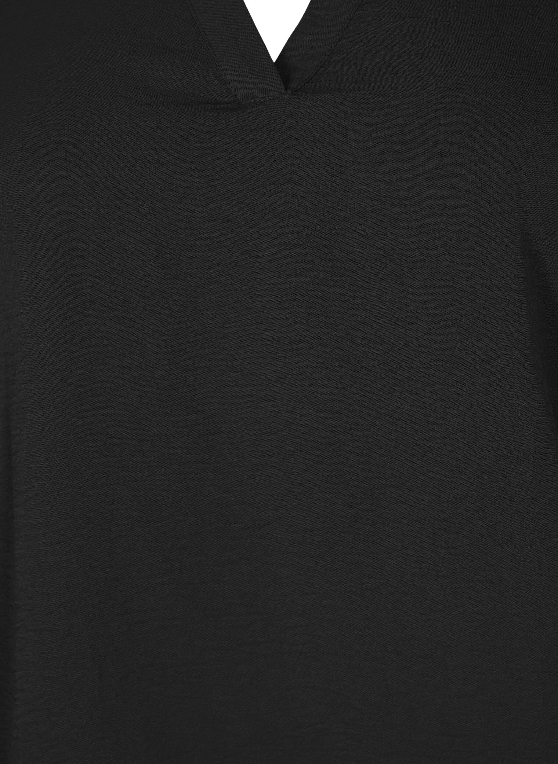 Zizzi Blouse &agrave; smocks et manches 3/4, Black, Packshot image number 2