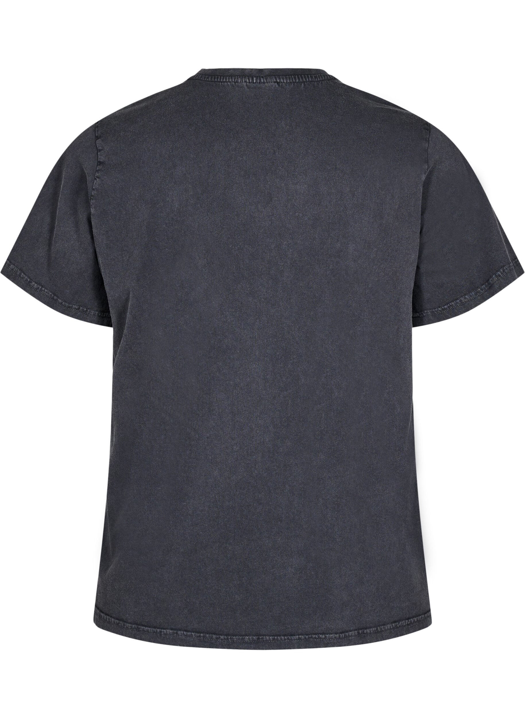 Zizzi T-shirt en coton biologique avec impression graphique, Gris, Packshot image number 1