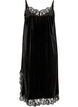 Robe en velours avec dentelle et fente lat&eacute;rale, Noir, Packshot image number 1