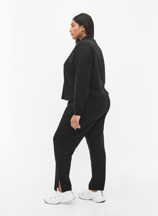Pantalon en mélange de modal avec fente, Black, Model image number 4