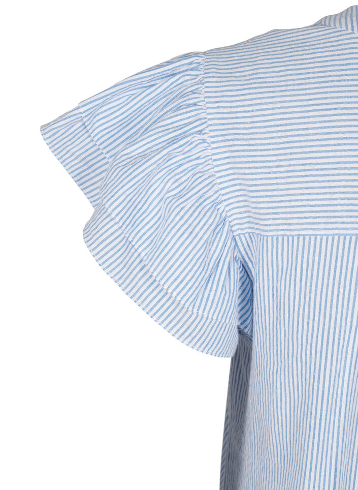 Robe courte rayée à volants, Bleu Clair, Packshot image number 3