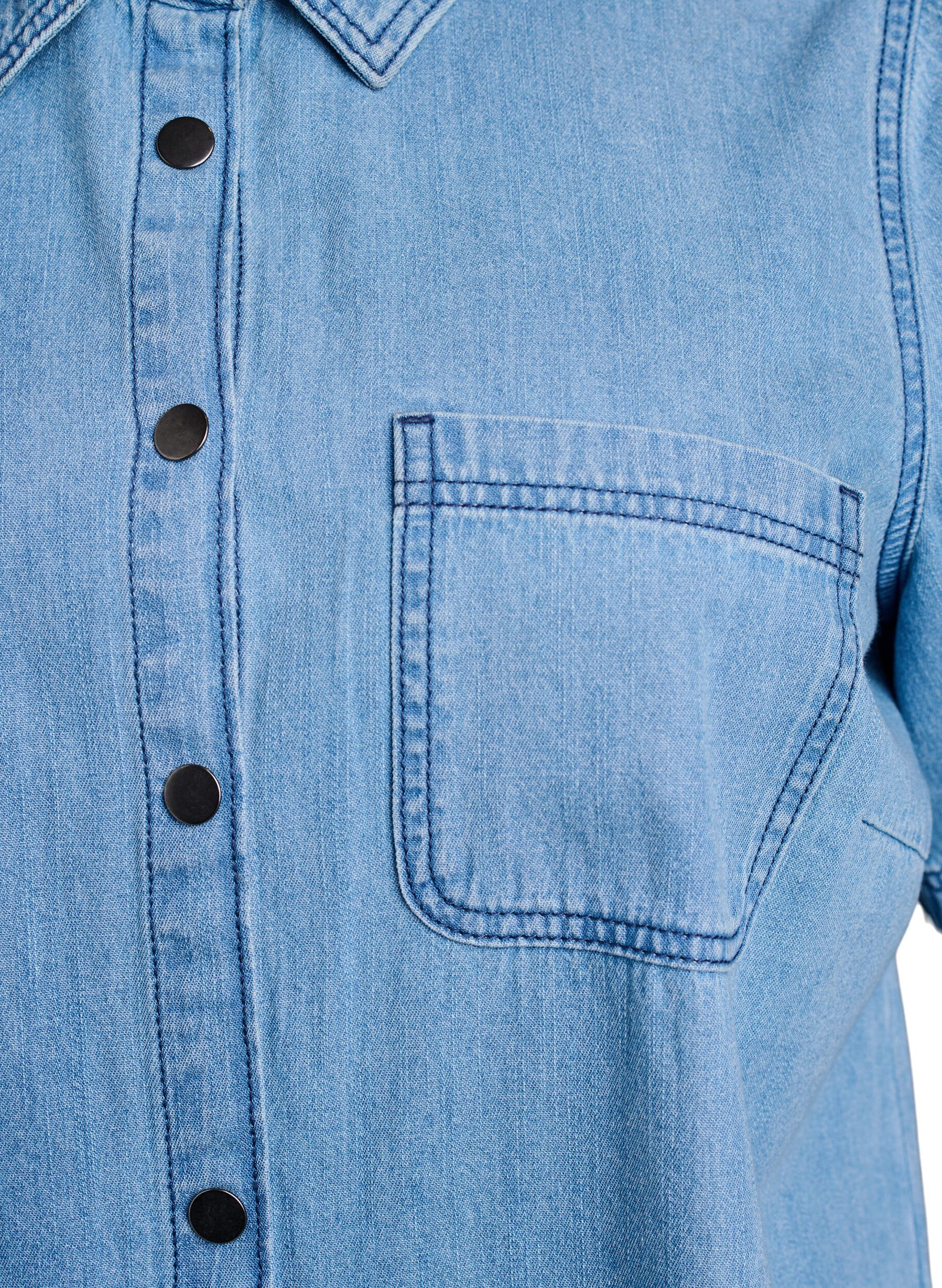 ZizziRobe chemise en denim &agrave; manches courtes, Bleu Clair, Packshot image number 2