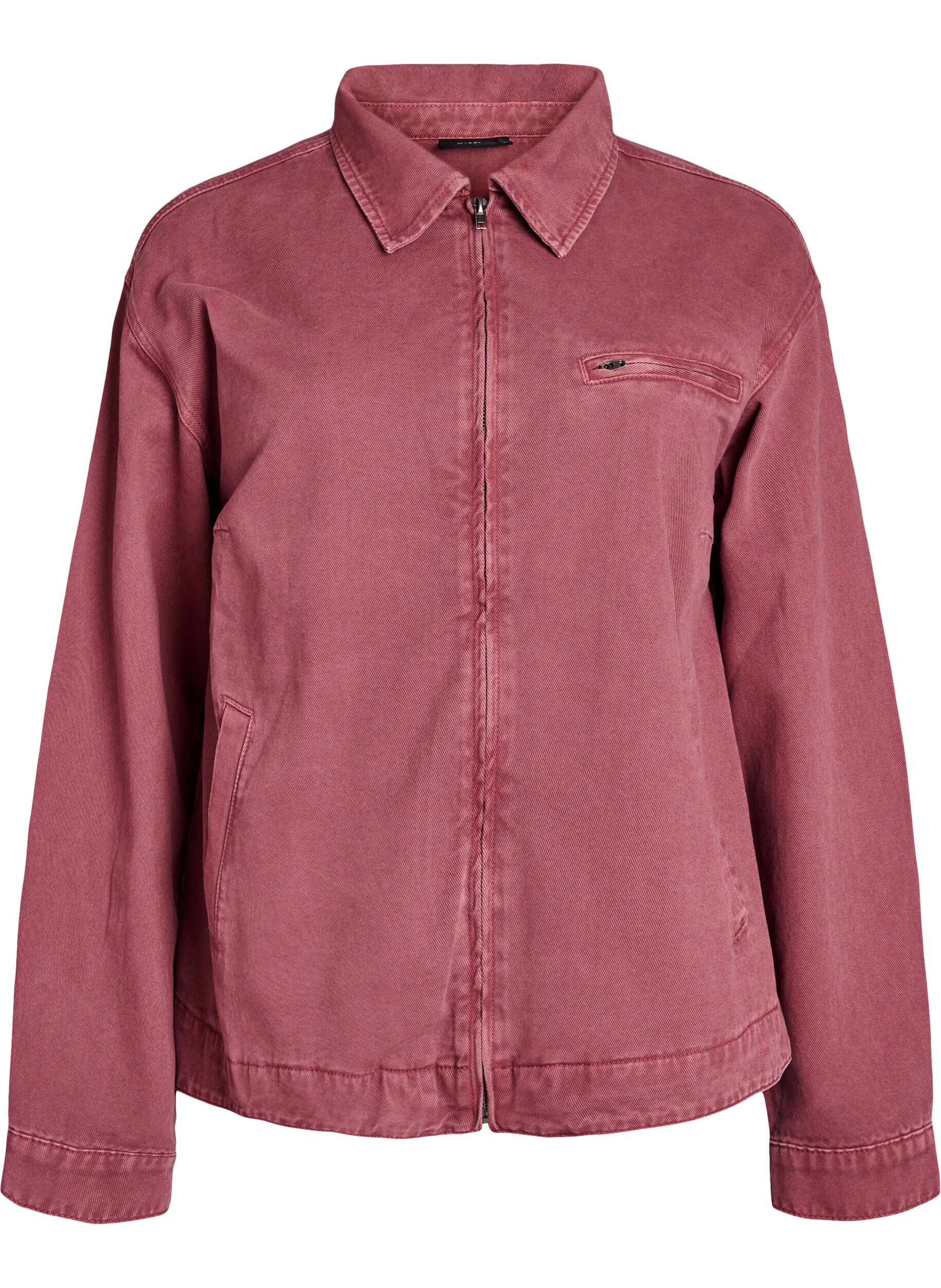 Zizzi Veste en denim color&eacute; avec fermeture zipp&eacute;e, Rose poudr&eacute;e, Packshot image number 0