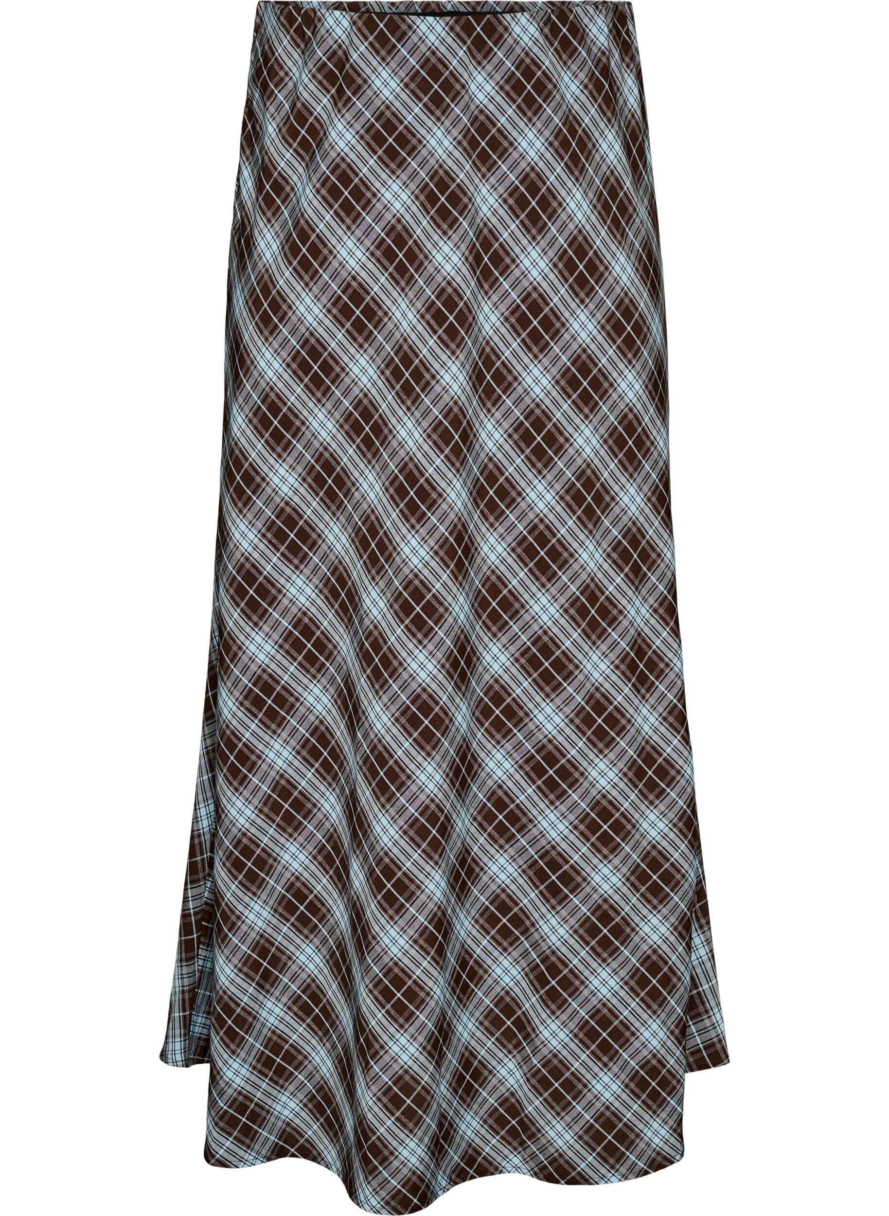 Jupe maxi coupe &eacute;vas&eacute;e &agrave; carreaux
