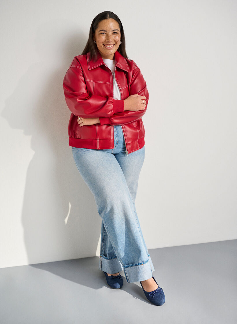 Large - Ballerie en denim et à noeud, Bleu, Image