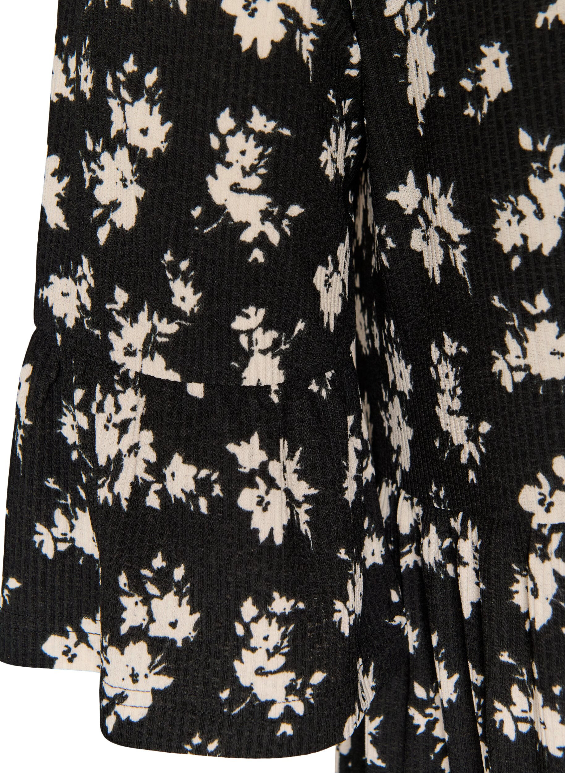 ZizziRobe courte en jersey coupe A &agrave; imprim&eacute; int&eacute;gral, Noir, Packshot image number 3
