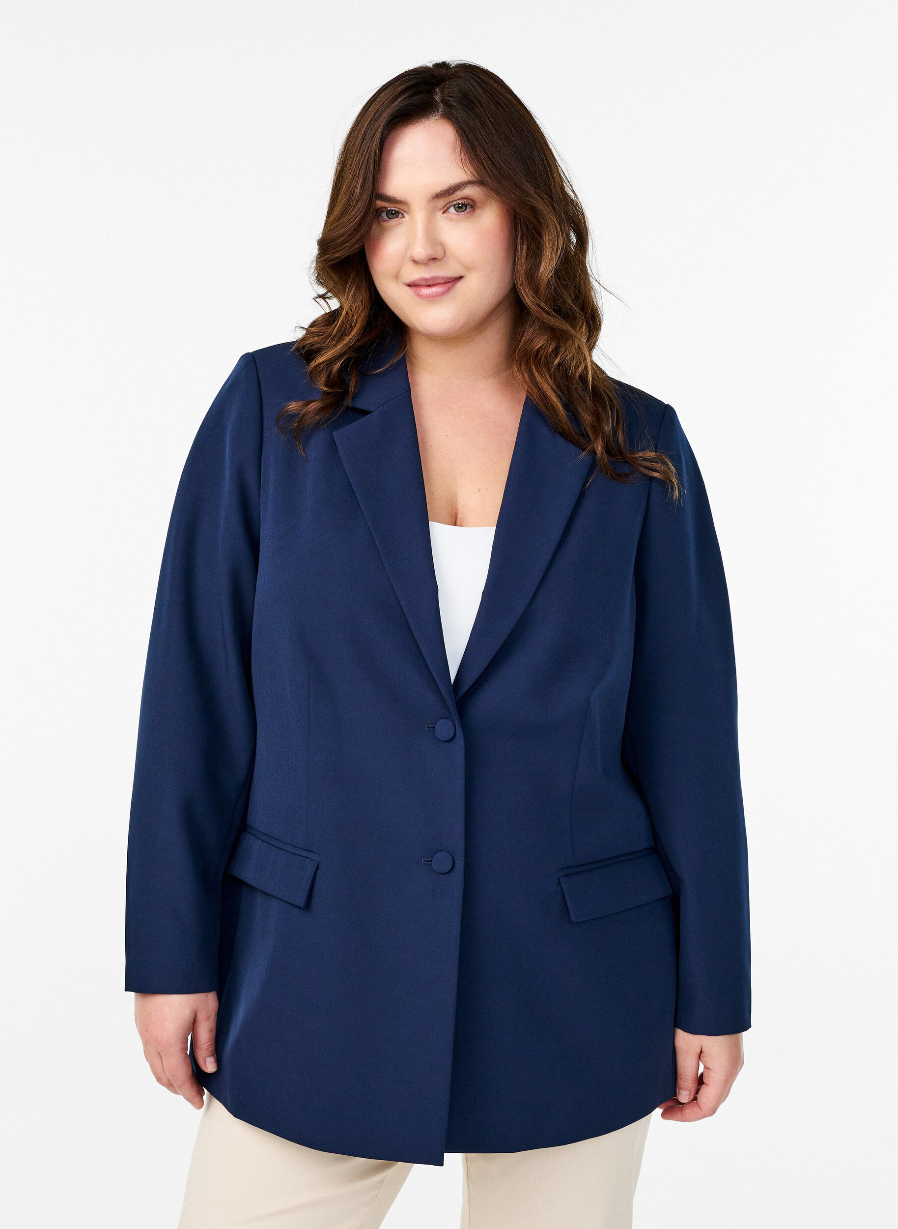 ZizziBlazer classique avec fermeture boutonn&eacute;e, Bleu, Model image number 0