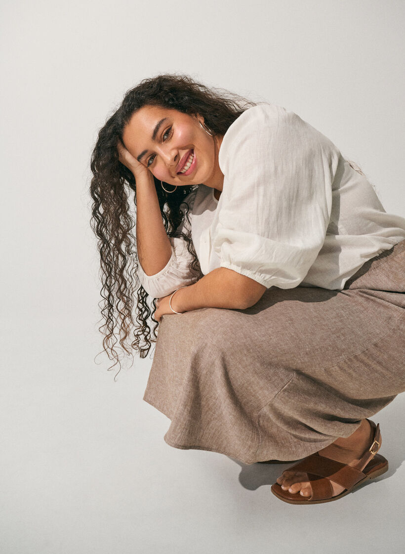 Chemisier en lin et viscose avec manches 3/4, Blanc, Image image number 0