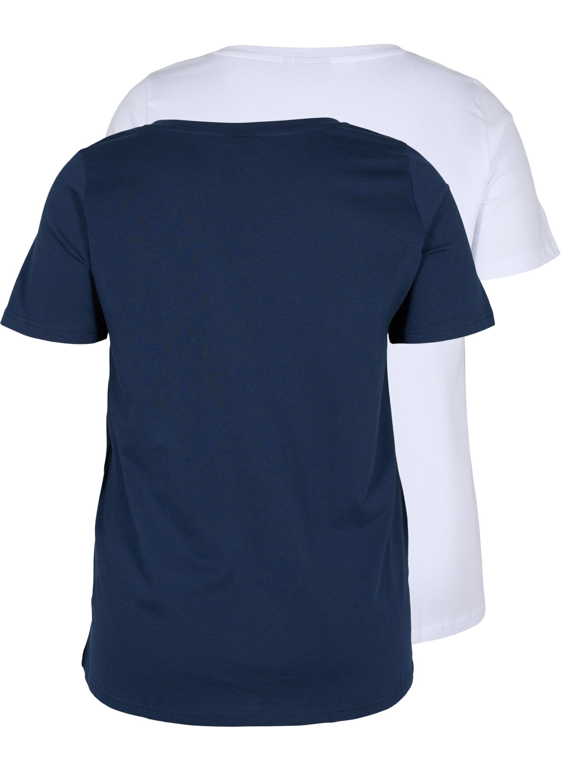 Zizzi T-shirt basiques 2-pack en coton, Navy B/B White, Packshot image number 1