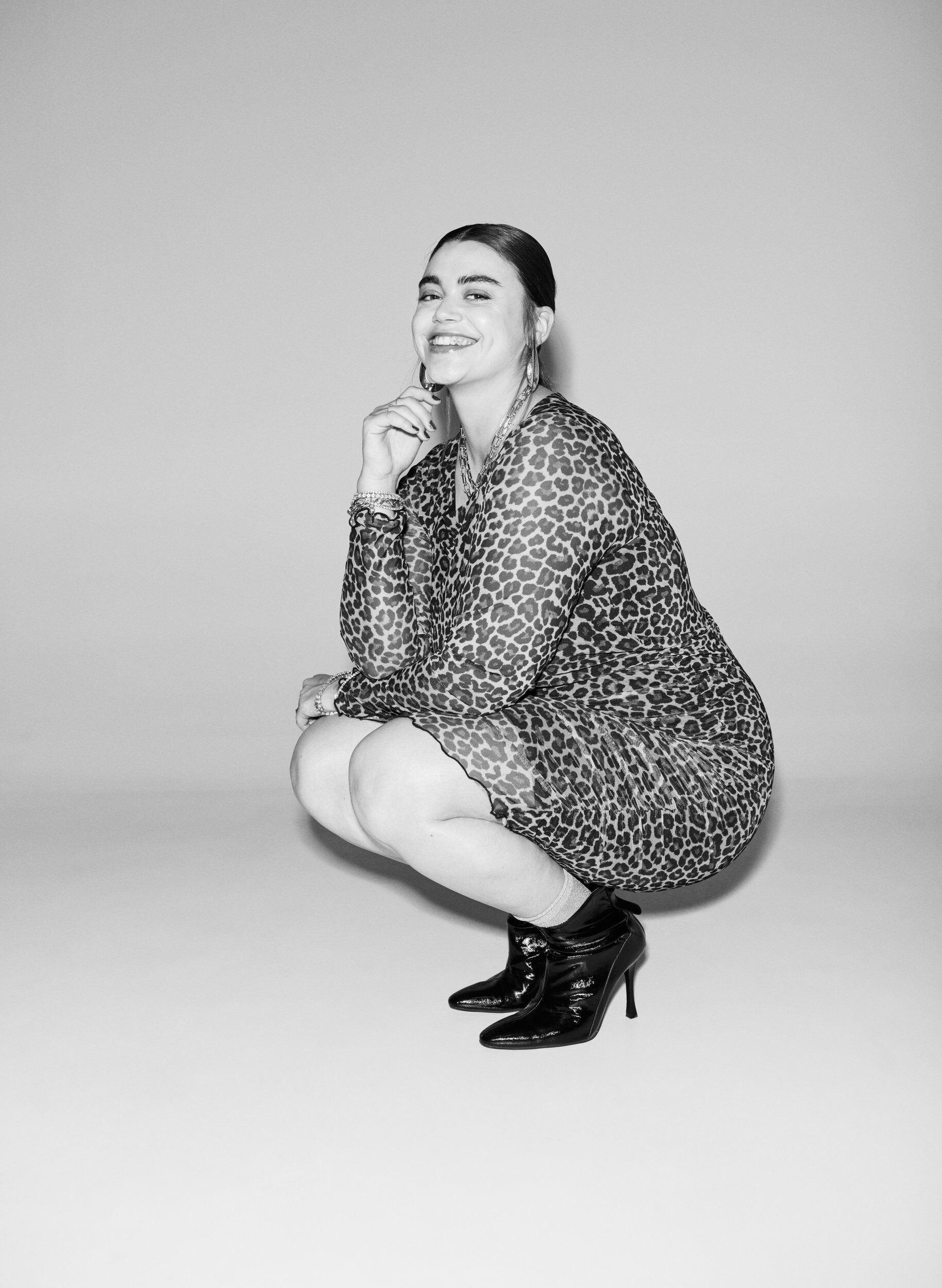 Zizzi Robe courte en maille &agrave; imprim&eacute; l&eacute;opard, Marron, Image image number 0