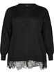 Cardigan avec large ourlet en dentelle, Noir, Packshot image number 0