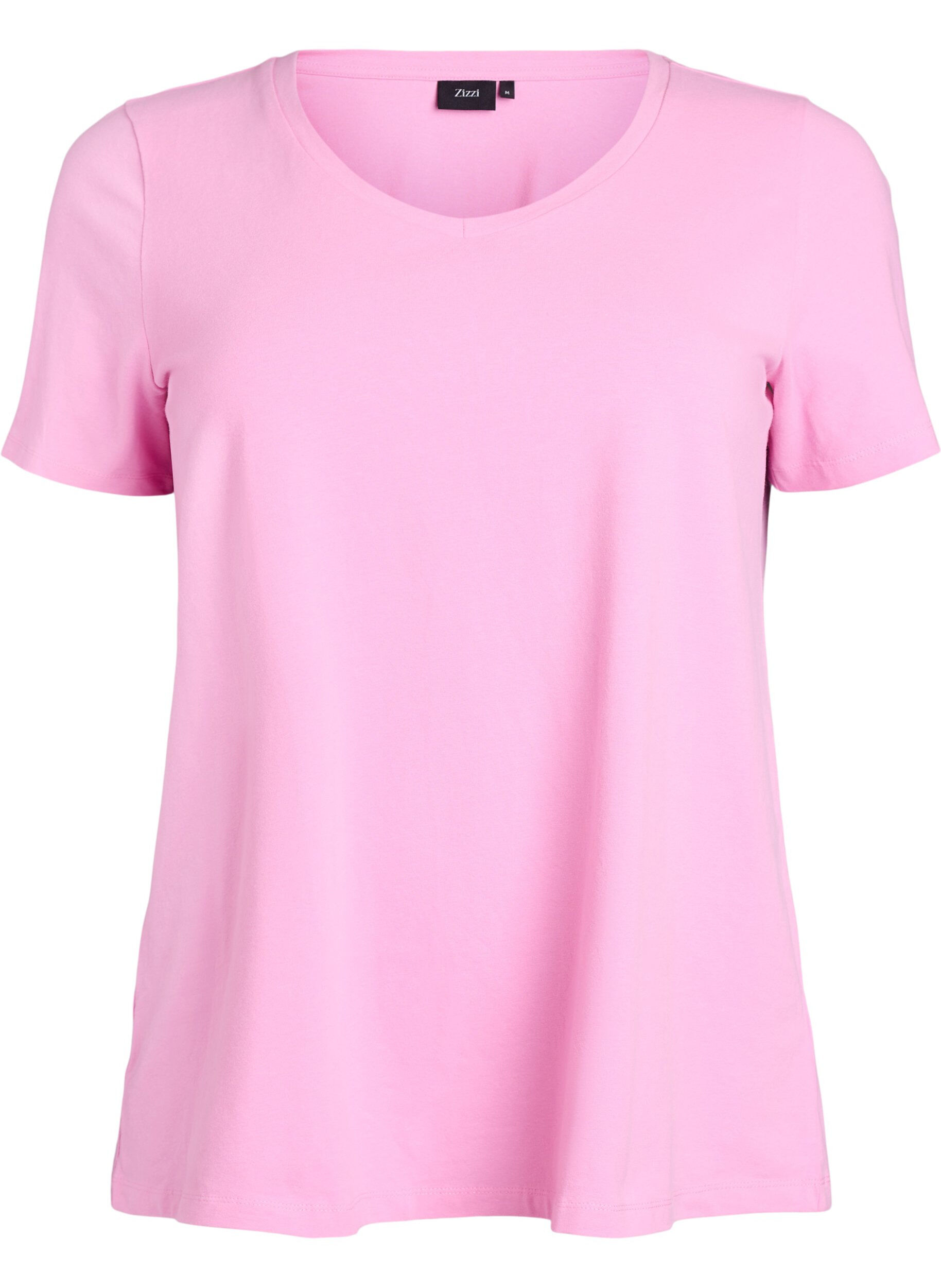 Zizzi T-shirt basic uni en coton, Rose, Packshot image number 0