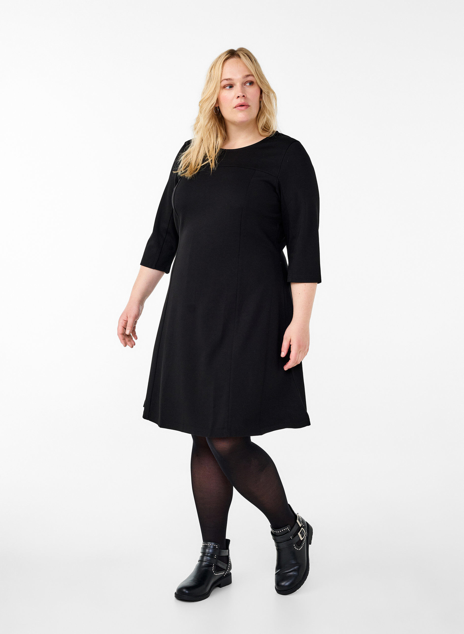 ZizziRobe &eacute;vas&eacute;e manches 3/4, Noir, Model image number 1