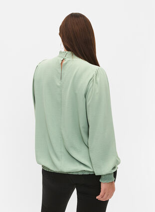 Chemisier blouse de couleur unie à manches longues, Green Bay, Model image number 1