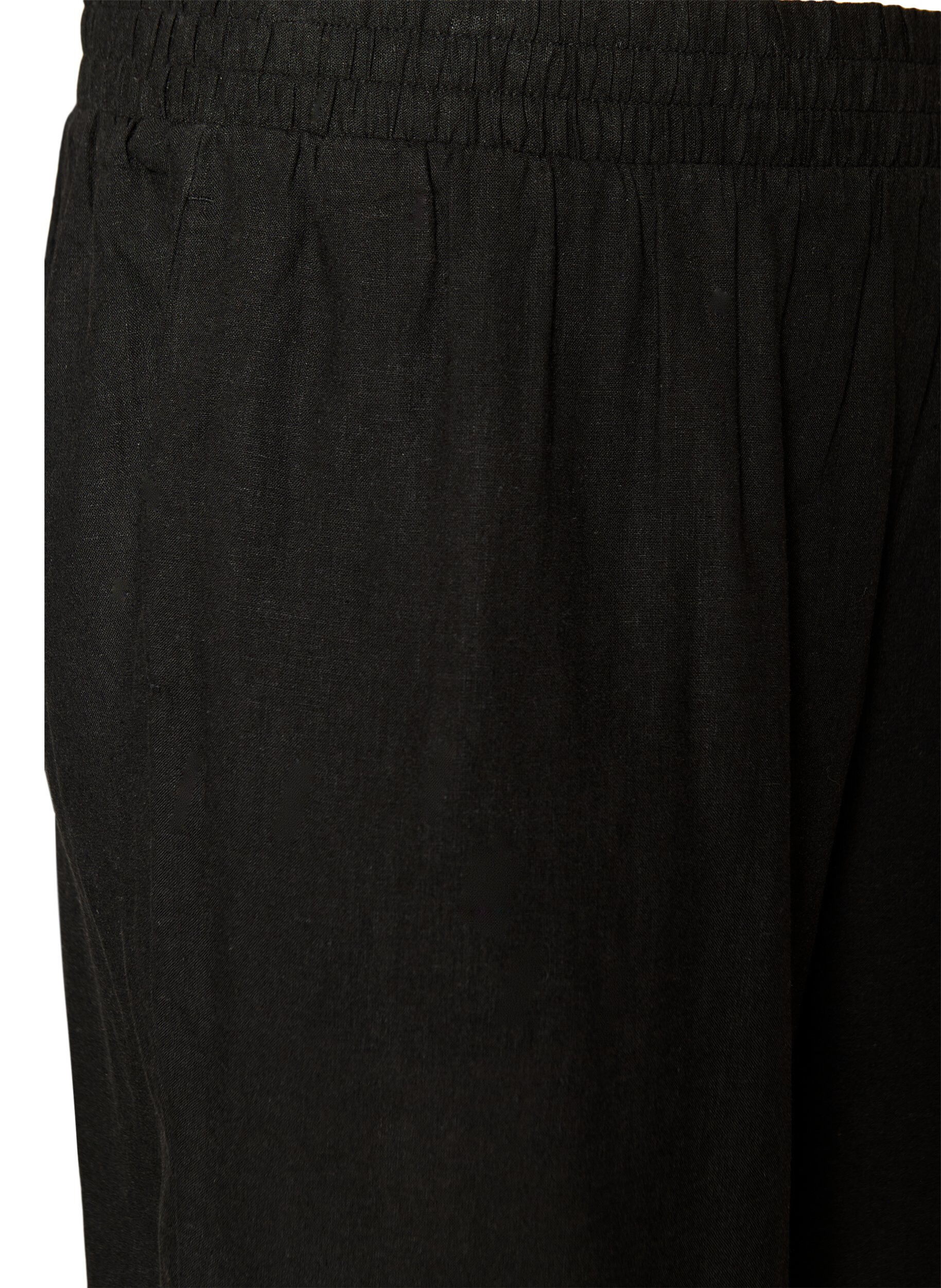 Zizzi Short taille haute en lin et viscose, Noir, Packshot image number 2
