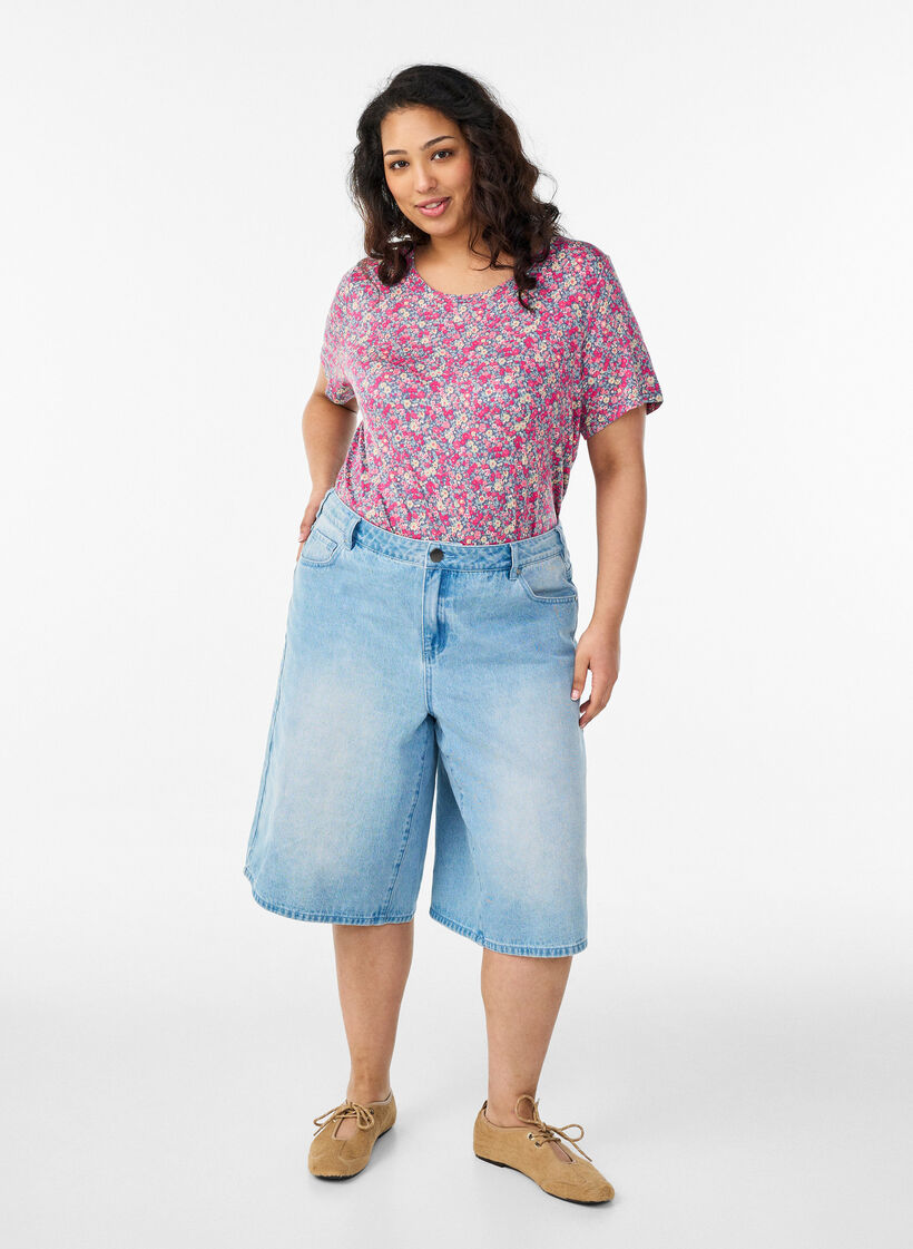 T-shirt avec imprim&eacute; floral, Rose, Model image number 1