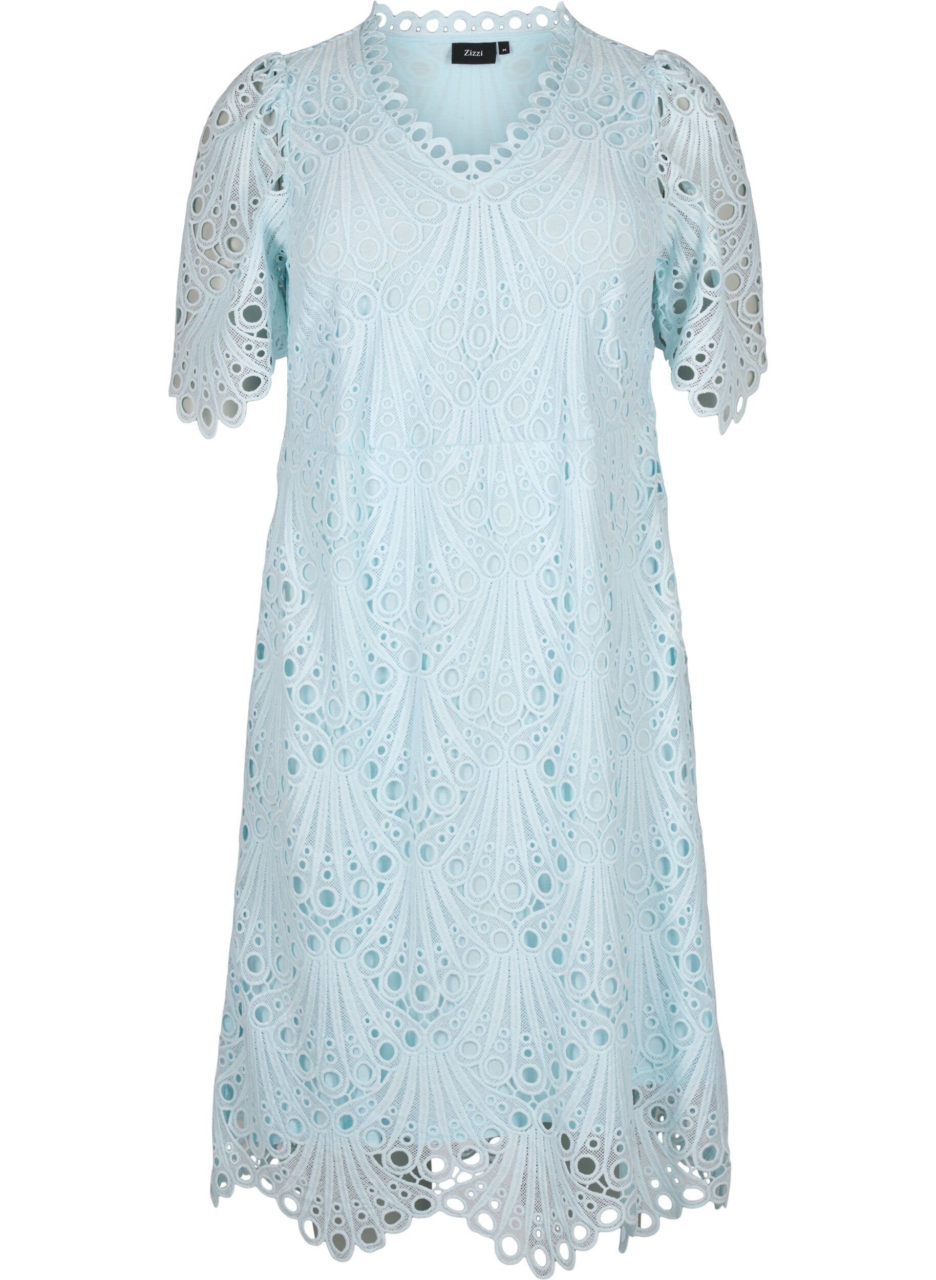 Zizzi Robe crochet&eacute;e &agrave; manches courtes, Delicate Blue, Packshot image number 0