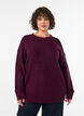 Blouse en maille avec motif c&ocirc;tel&eacute; en V et fentes, Bordeaux, Model image number 0