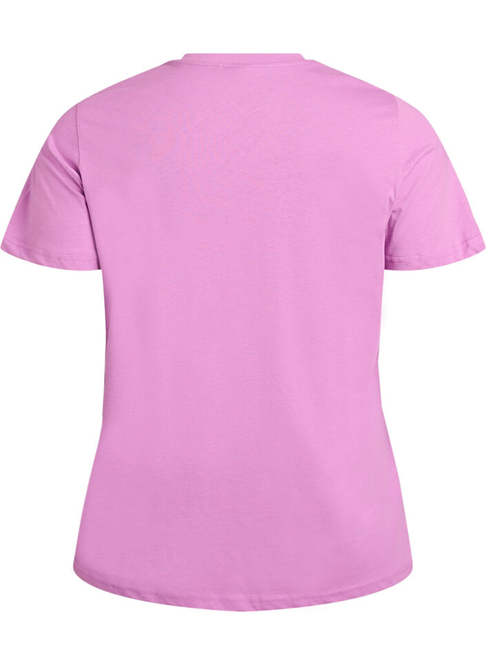 T-shirt basique en coton &agrave; col rond, Violet, Packshot image number 1