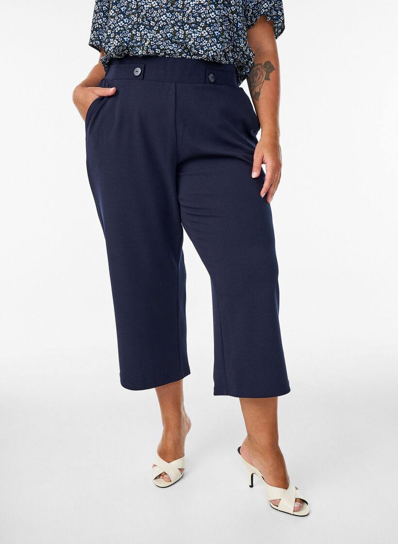 Pantalon 7/8 &agrave; coupe ample, Bleu, Model image number 2