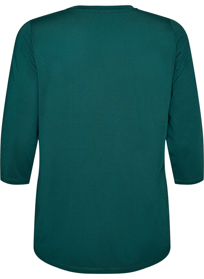 Sports top with 3/4 sleeves, Vert fonc&eacute;, Packshot image number 1