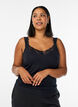 Top en viscose avec bord en dentelle, Noir, Model image number 0
