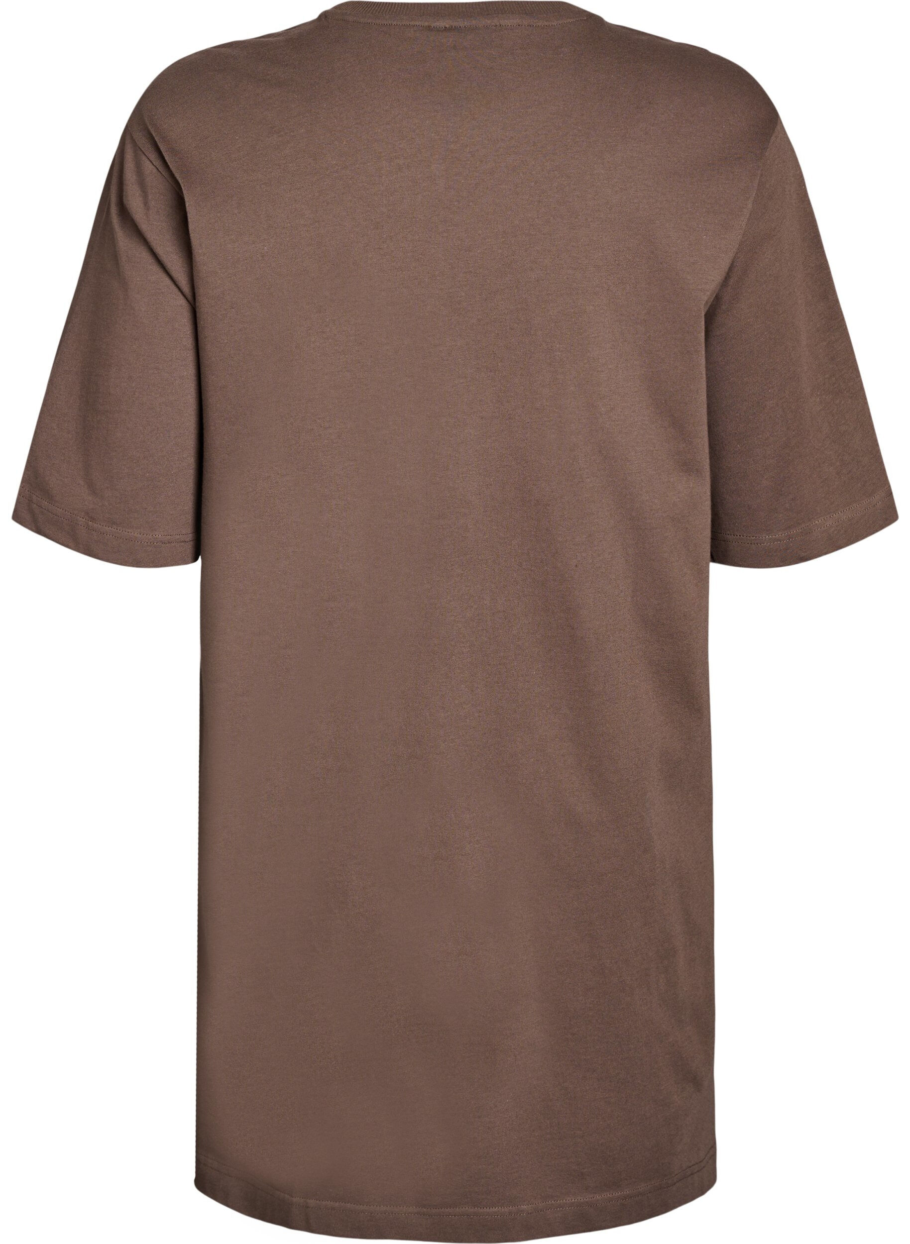 Zizzi Robe t-shirt en coton jusqu'aux genoux, Marron, Packshot image number 1