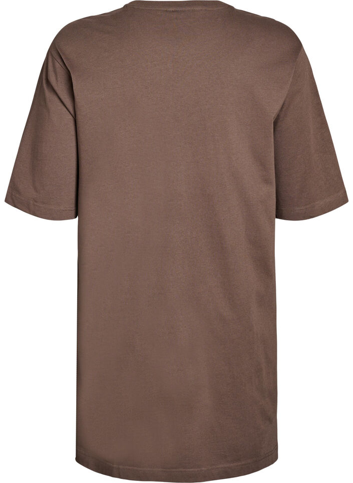 Robe t-shirt en coton jusqu'aux genoux, Marron, Packshot image number 1