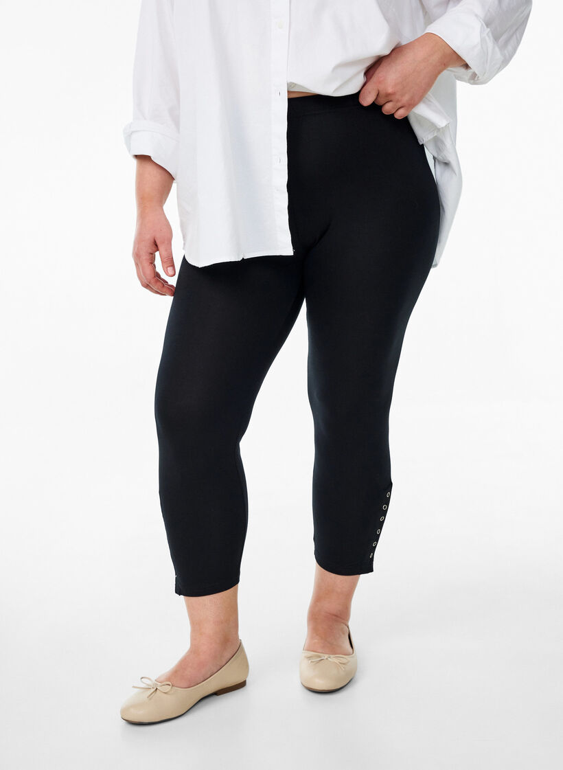 leggings 3/4 avec boutons, Noir, Model image number 0