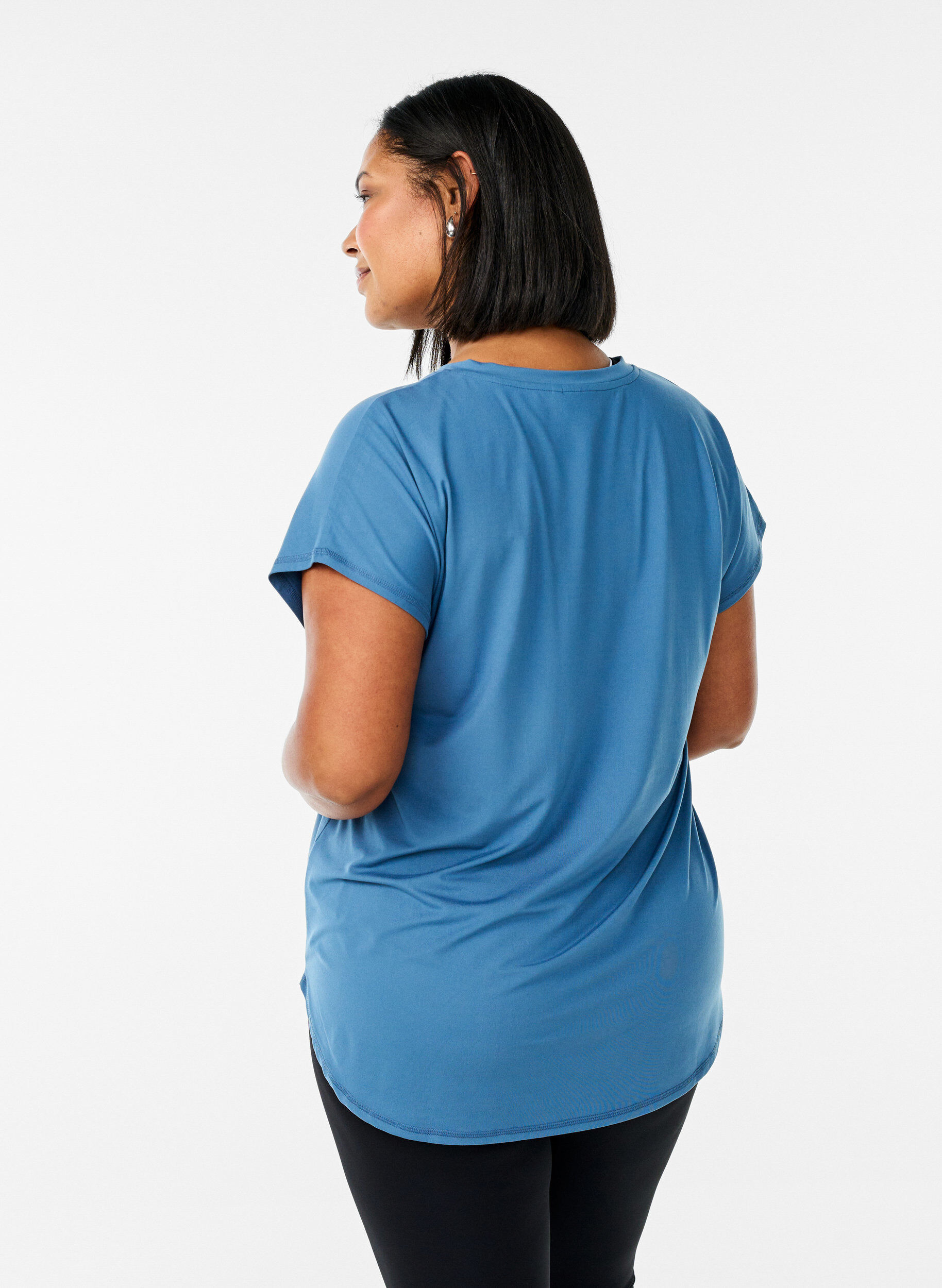 ZizziT-shirt de sport &agrave; manches courtes et col en V, Bleu p&eacute;trole, Model image number 2