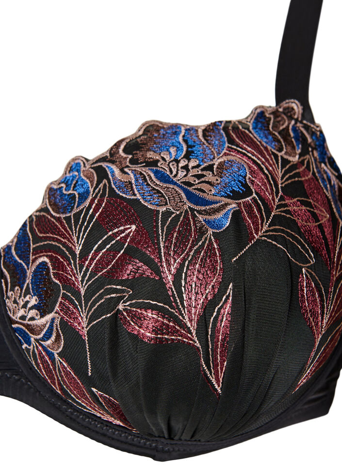 Soutien-gorge moul&eacute; avec broderie florale, Noir, Packshot image number 2