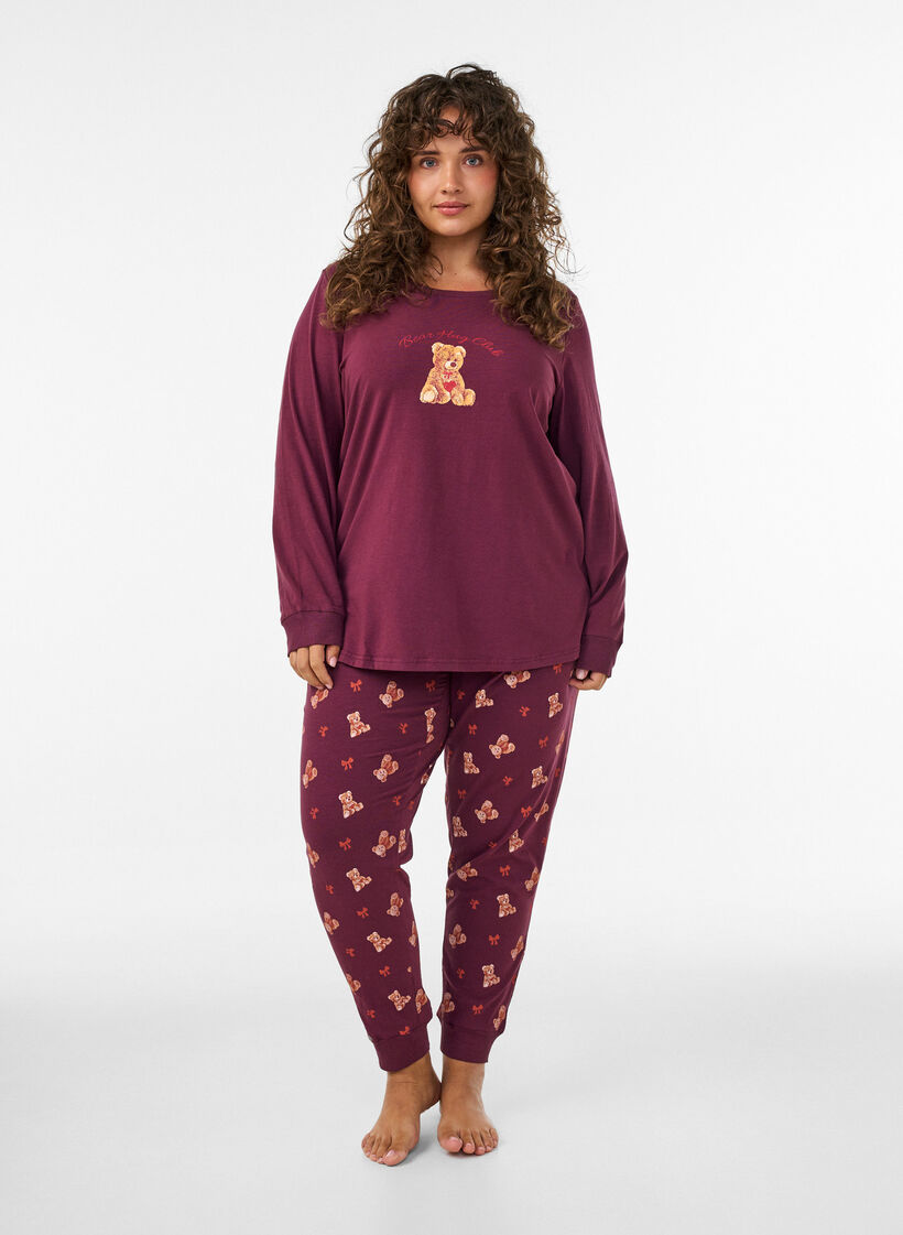 Bas de pyjama imprim&eacute;, Bordeaux, Model image number 1