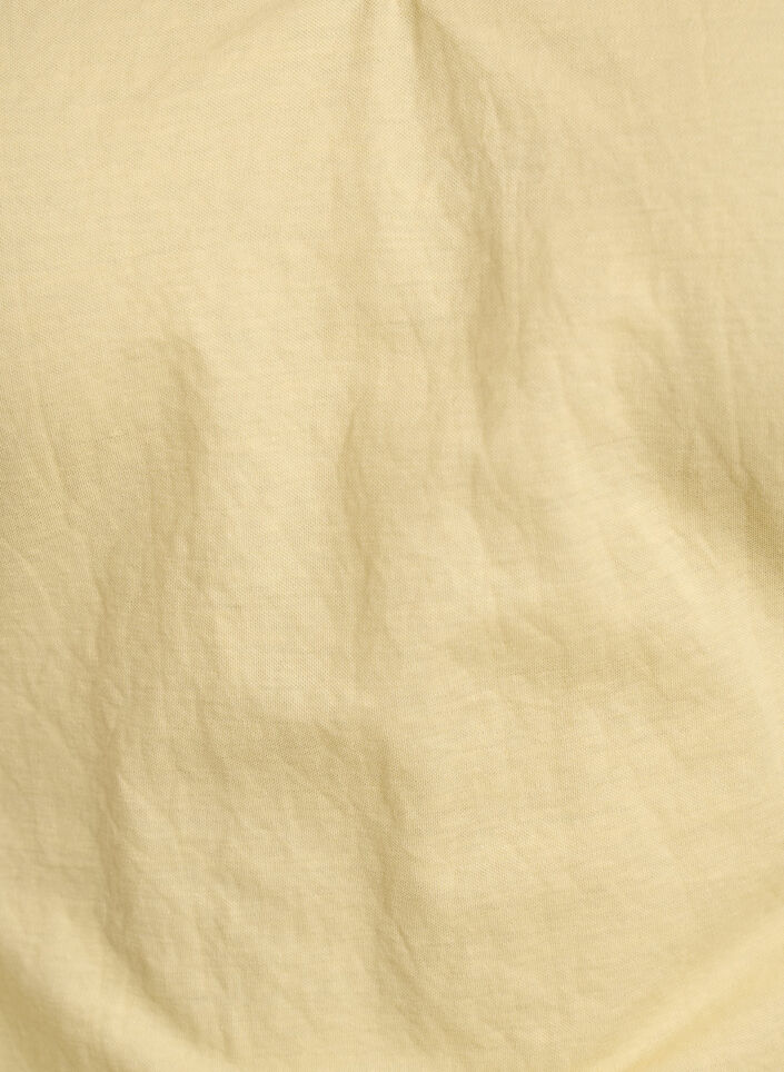 Blouse en m&eacute;lange de coton avec un col en V et un lien &agrave; nouer, Jaune, Packshot image number 2