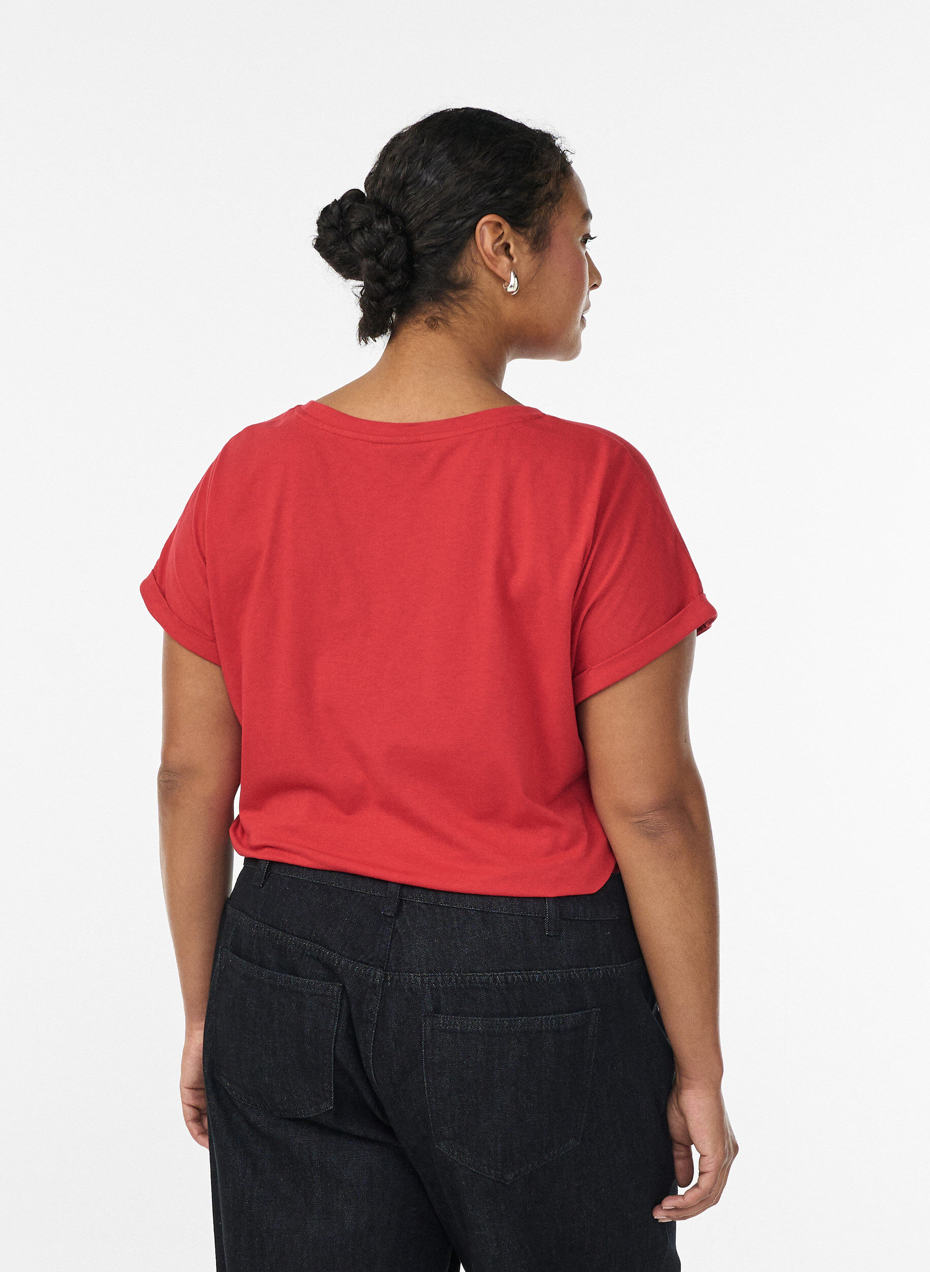 ZizziT-shirt &agrave; manches courtes en coton m&eacute;lang&eacute;, Rouge, Model image number 2