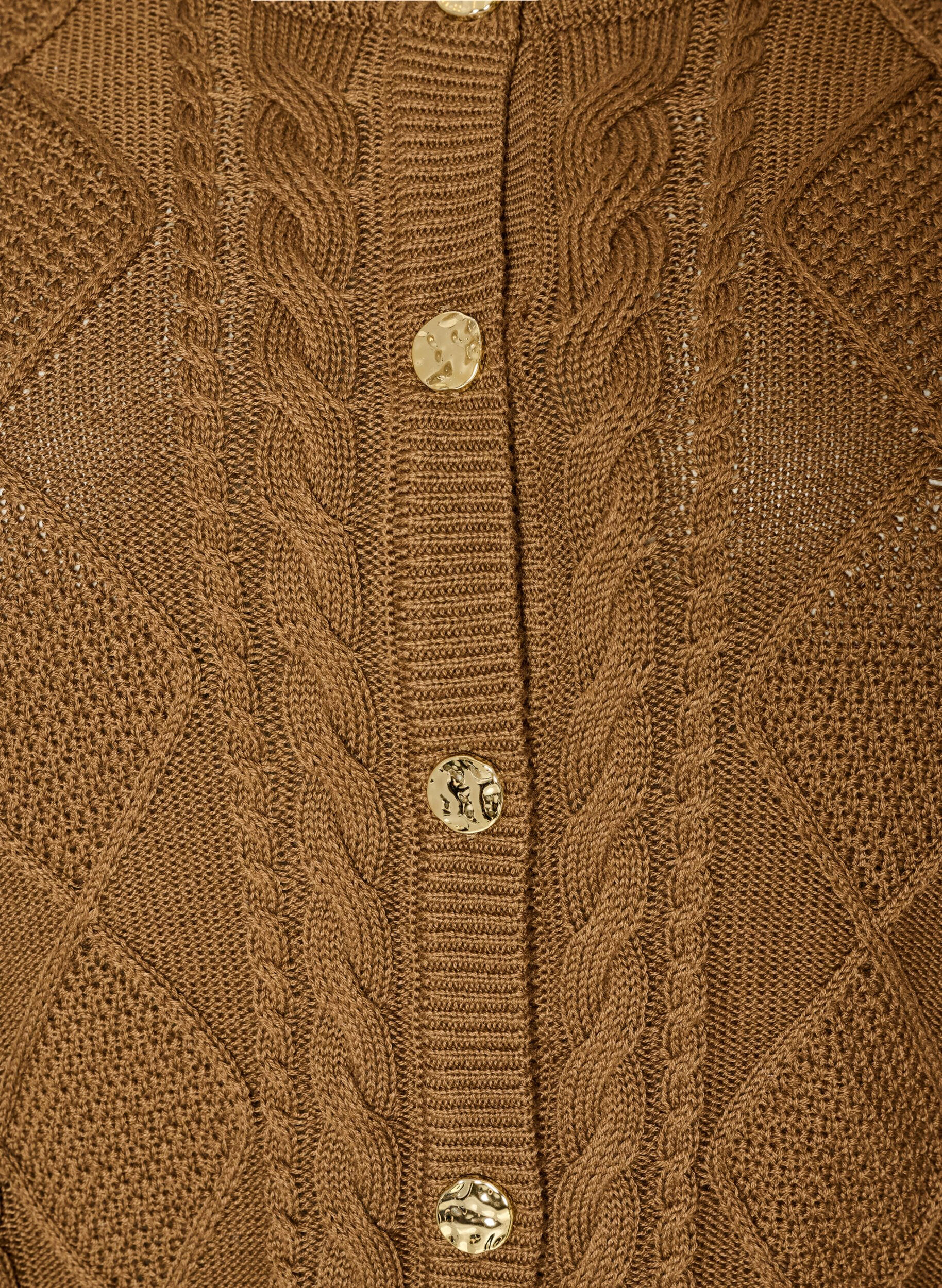 ZizziCardigan en maille torsad&eacute;e avec boutons d&eacute;coratifs, Marron, Packshot image number 2