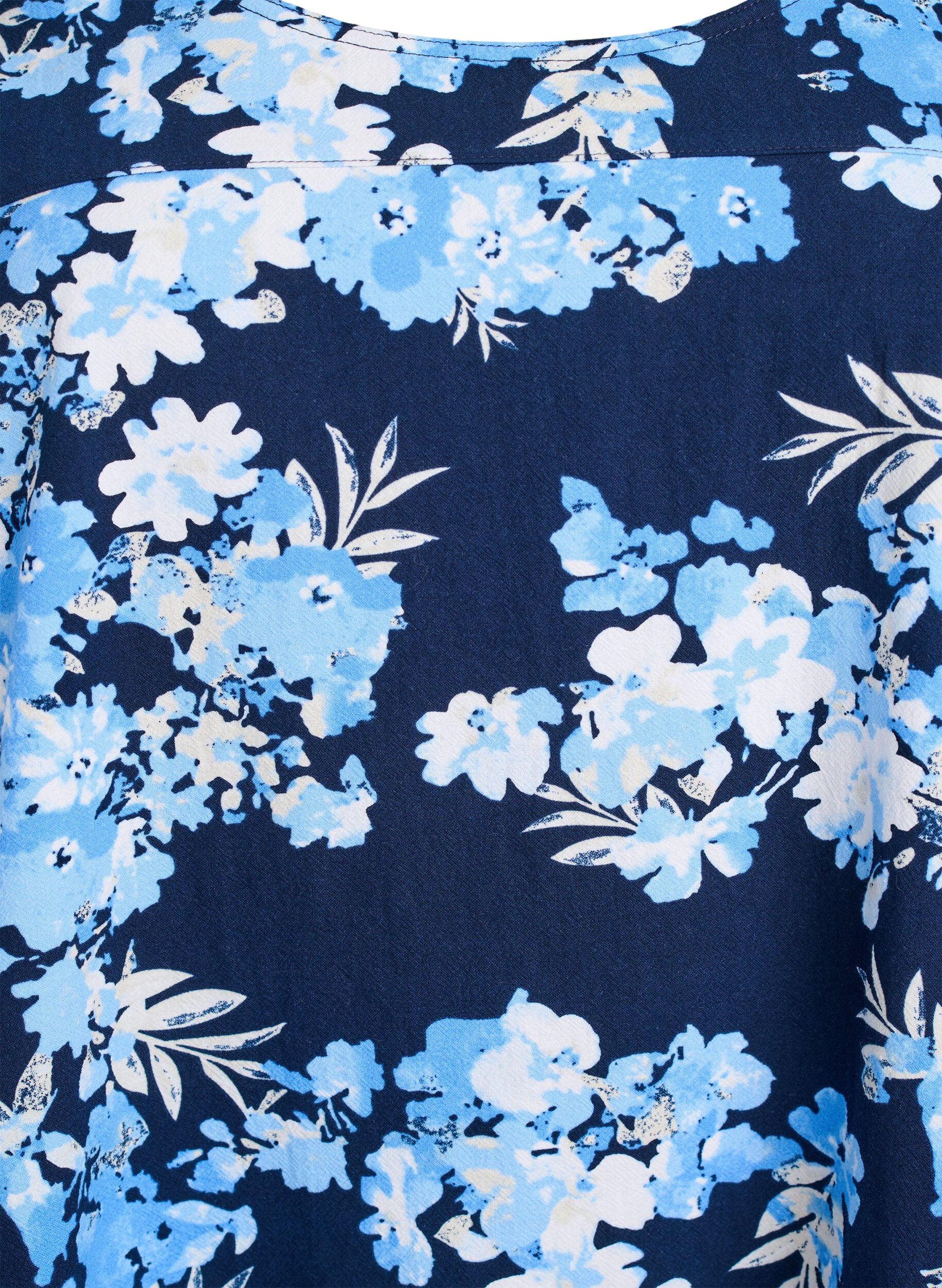 ZizziRobe en coton &agrave; manches courtes avec imprim&eacute;, Bleu, Packshot image number 2